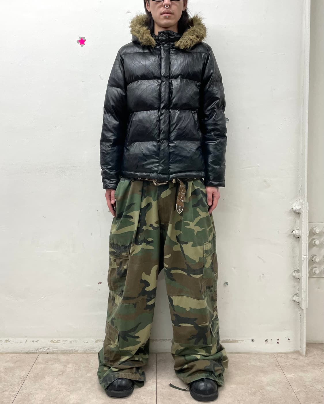 Glossy leather hip hop padded jacket  상품이미지3