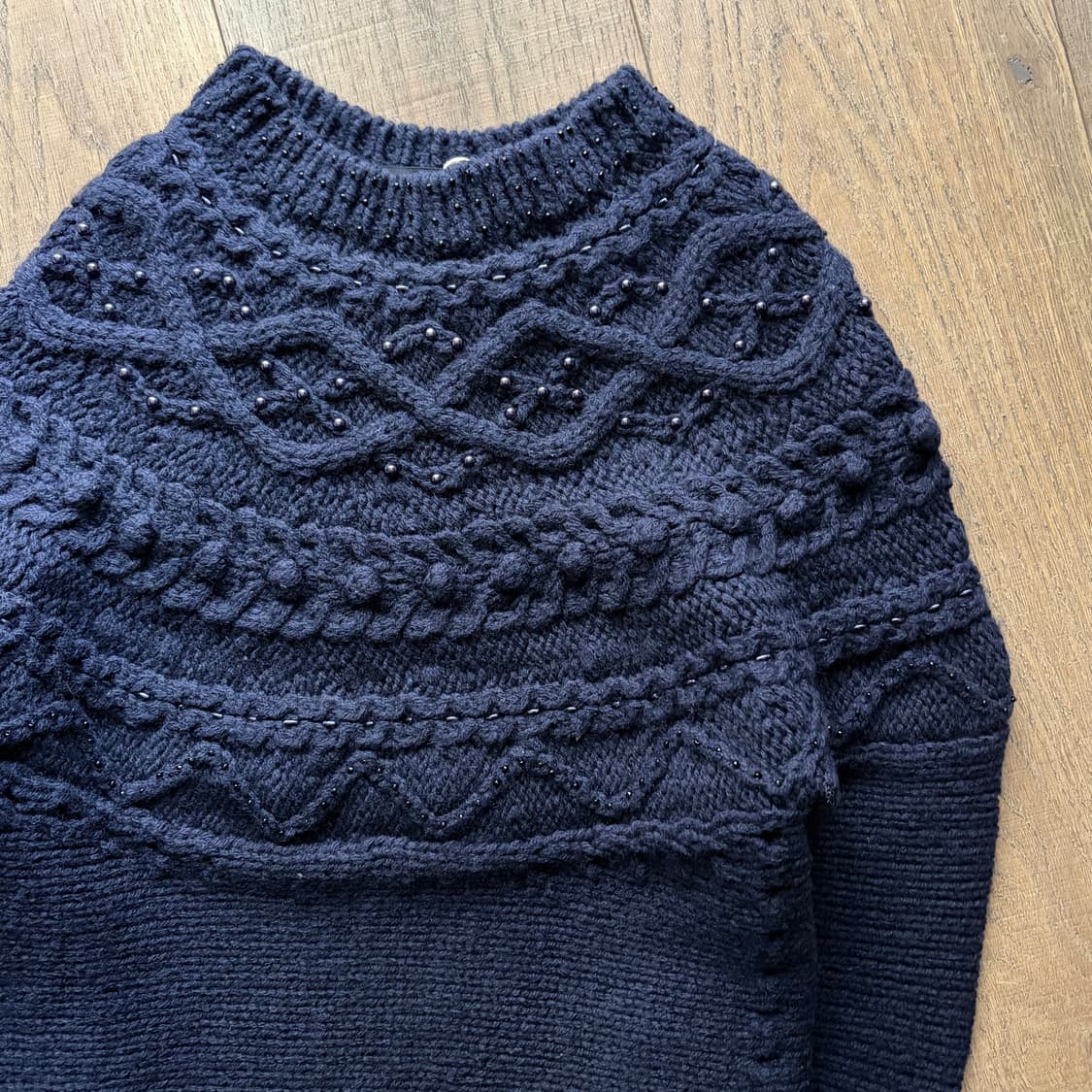 Beads Cape Fit Cable Knit 상품이미지4