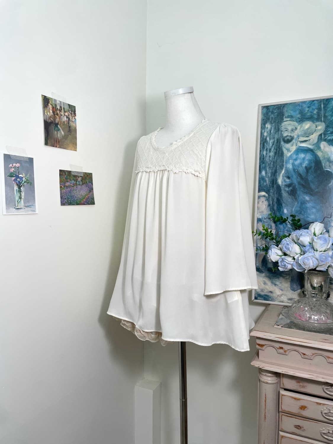 ivory mori lace shirring blouse(size-L) 상품이미지2