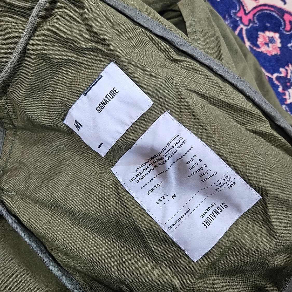 시그니쳐 M65 피시테일 누빔 패딩 내피 야상 M 상품이미지8