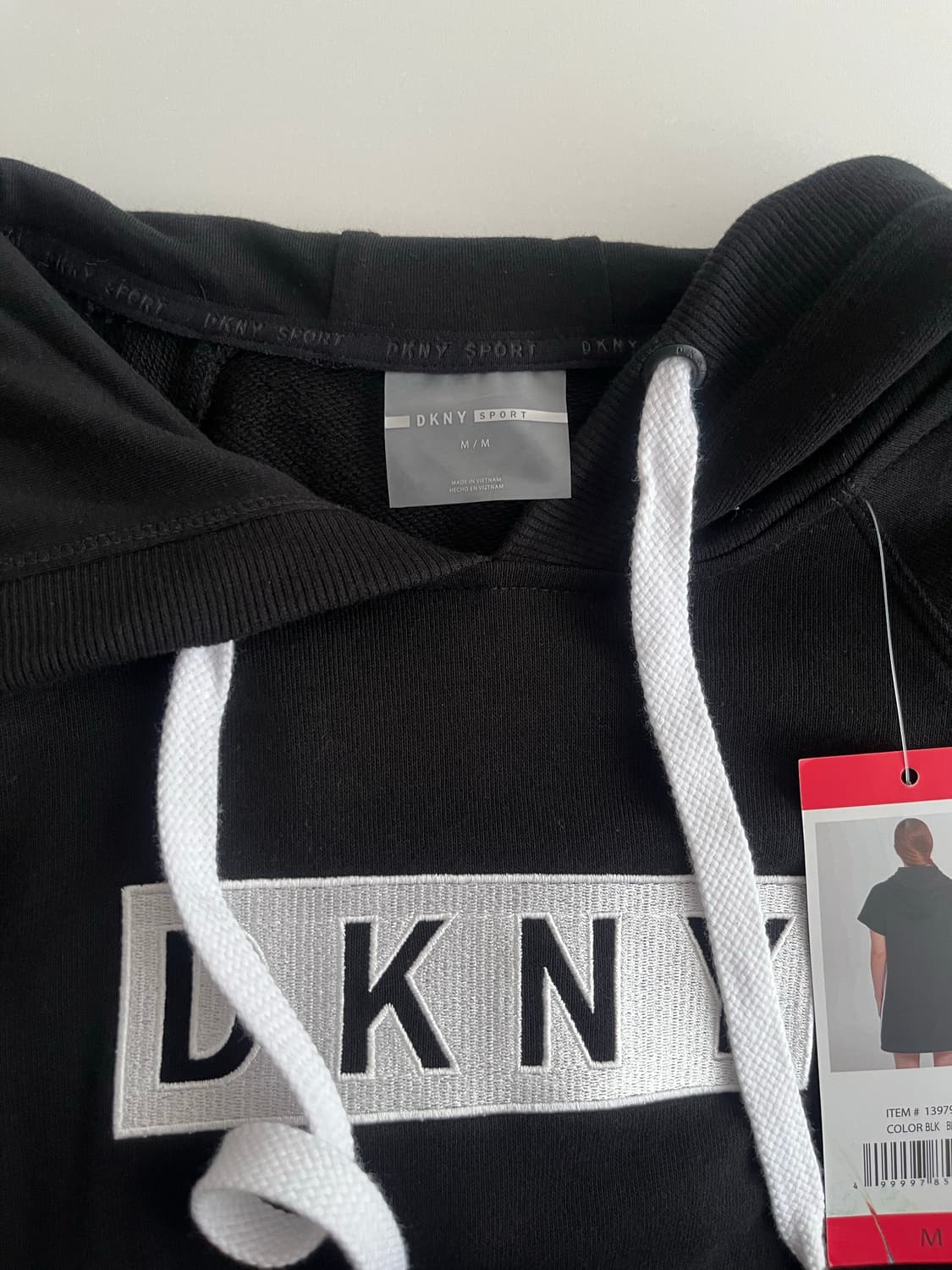 M) 새상품 DKNY 스포츠 후드 반팔 원피스 블랙 상품이미지4