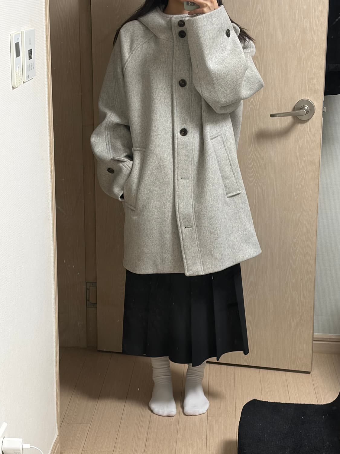 오피쉬 리치 울 하프 코트 그레이 상품이미지2