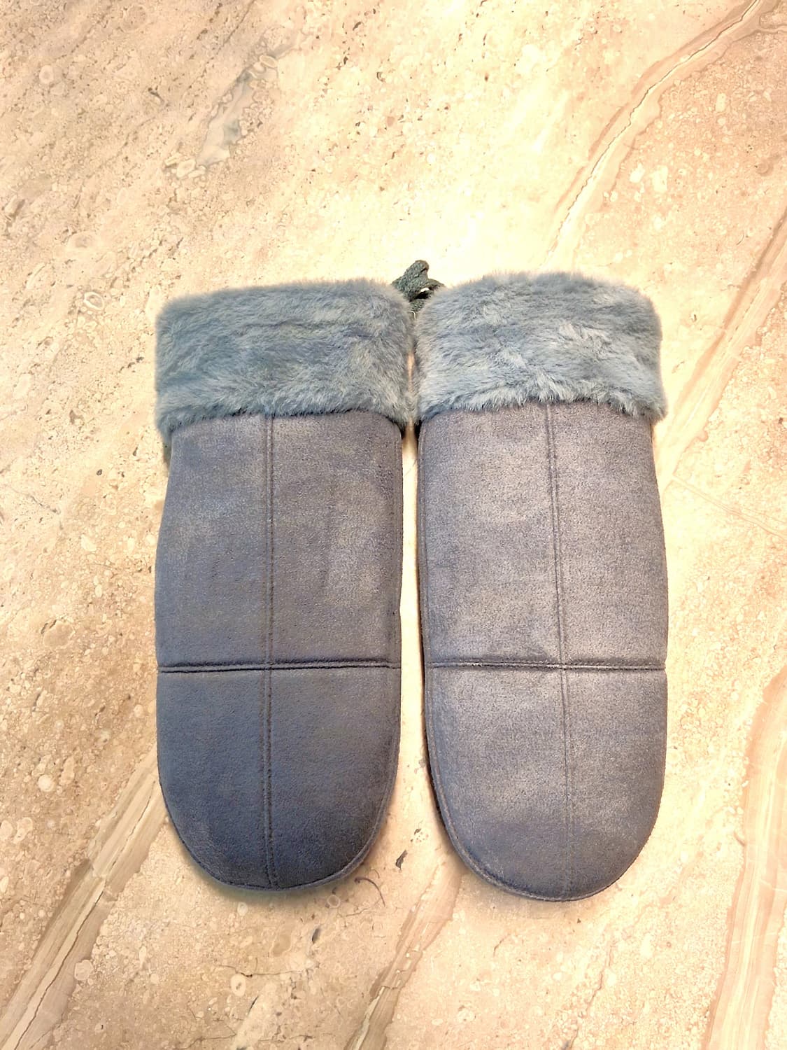 두꺼운 털안감 스웨이드 벨벳 벙어리 장갑 그레이 (새상품) 상품이미지4