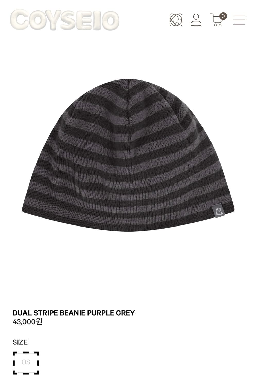 코이세이오 듀얼 스트라이프 비니 퍼플그레이 상품이미지2