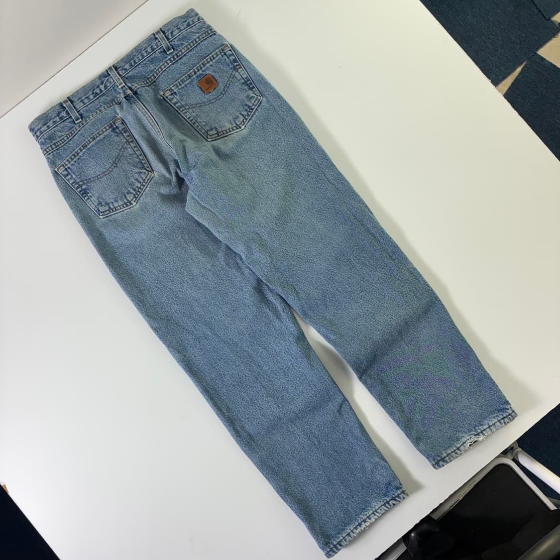 Carhartt 칼하트 데님 워시드 레더 포인트 워크 팬츠 상품이미지2