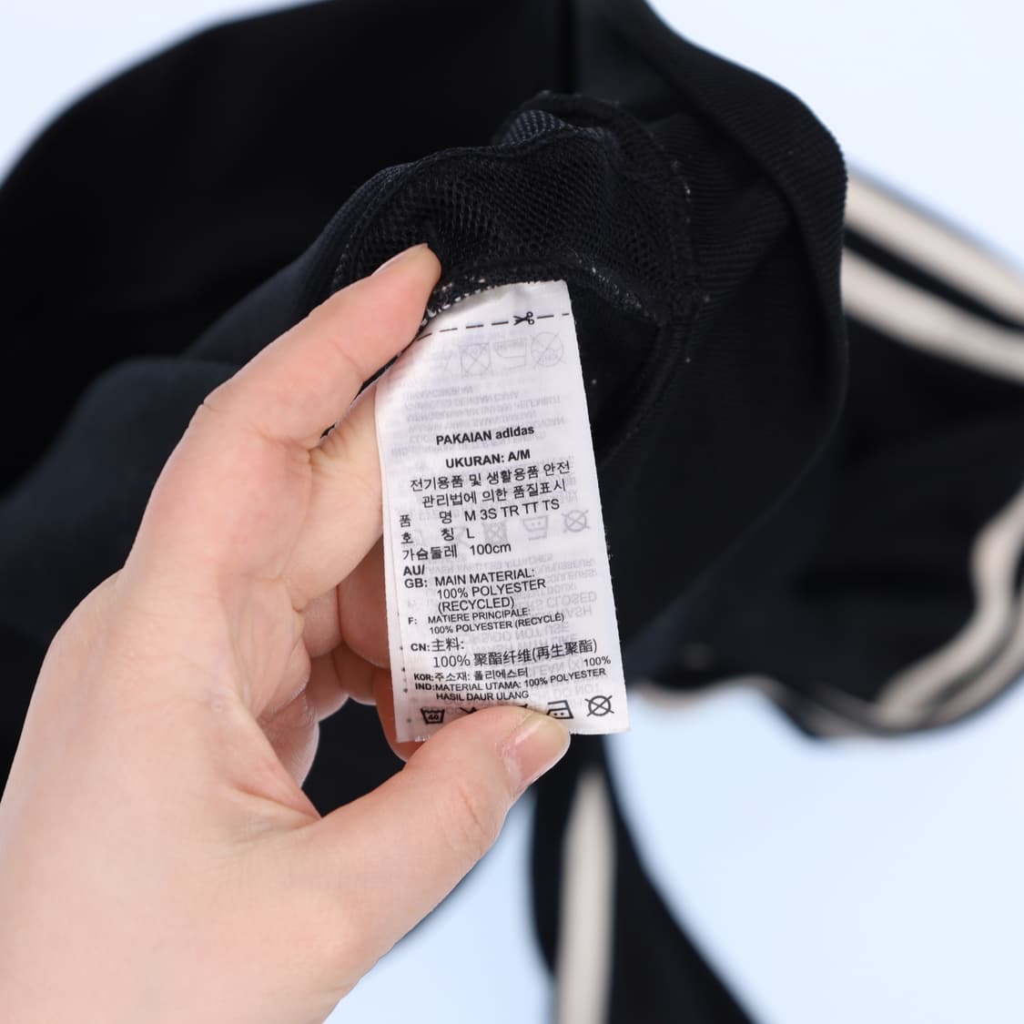 L 아디다스 검흰 트랙탑 집업 져지 N7579 상품이미지4