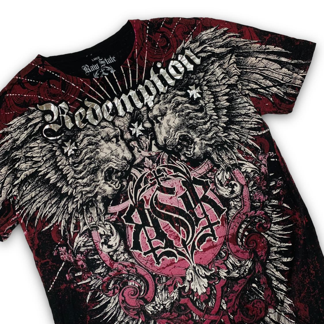 Raw 펑크 하드 타이거 석상 블리치드 반팔 티셔츠 상품이미지2