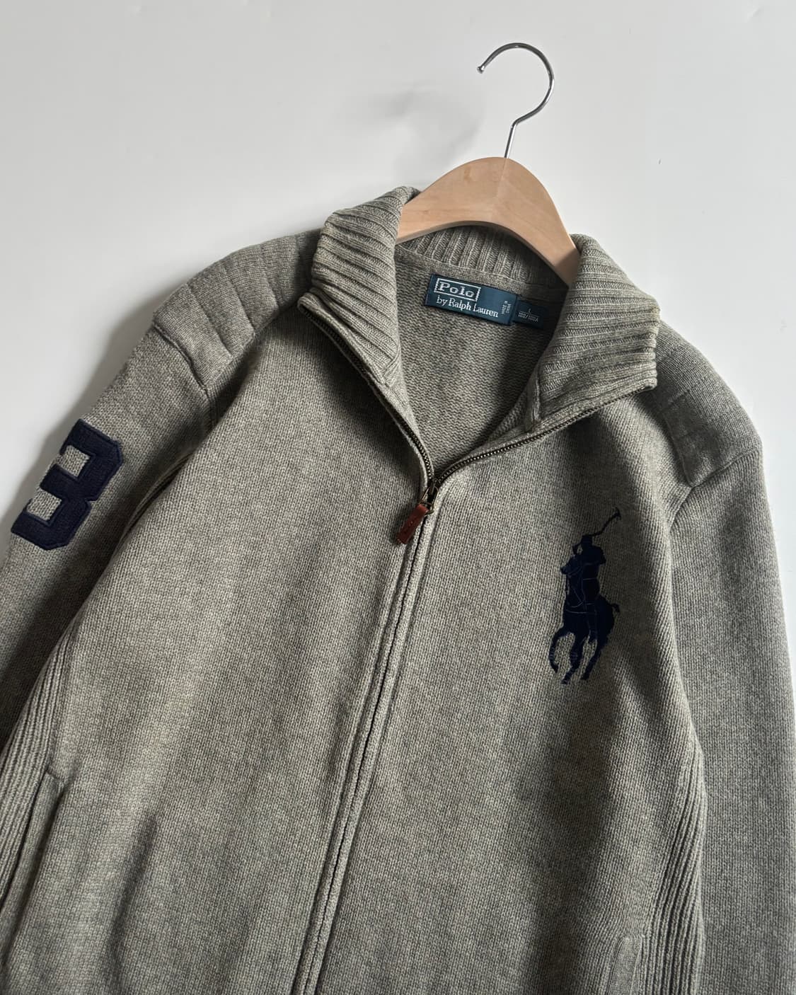 Polo 폴로 랄프로렌 빅포니 넘버링 램스울 2way 니트집업 상품이미지3