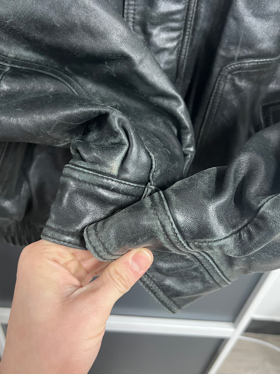 90s ManStar 맨스타 루즈핏 양가죽 봄버 가죽 자켓 상품이미지4