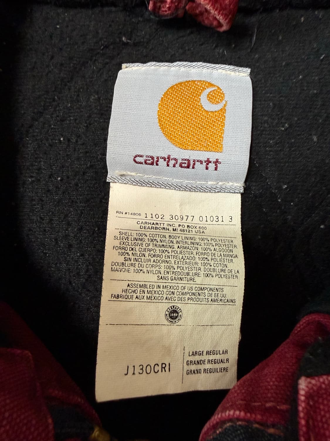 칼하트 J130 cri 크림슨 레드 상품이미지9