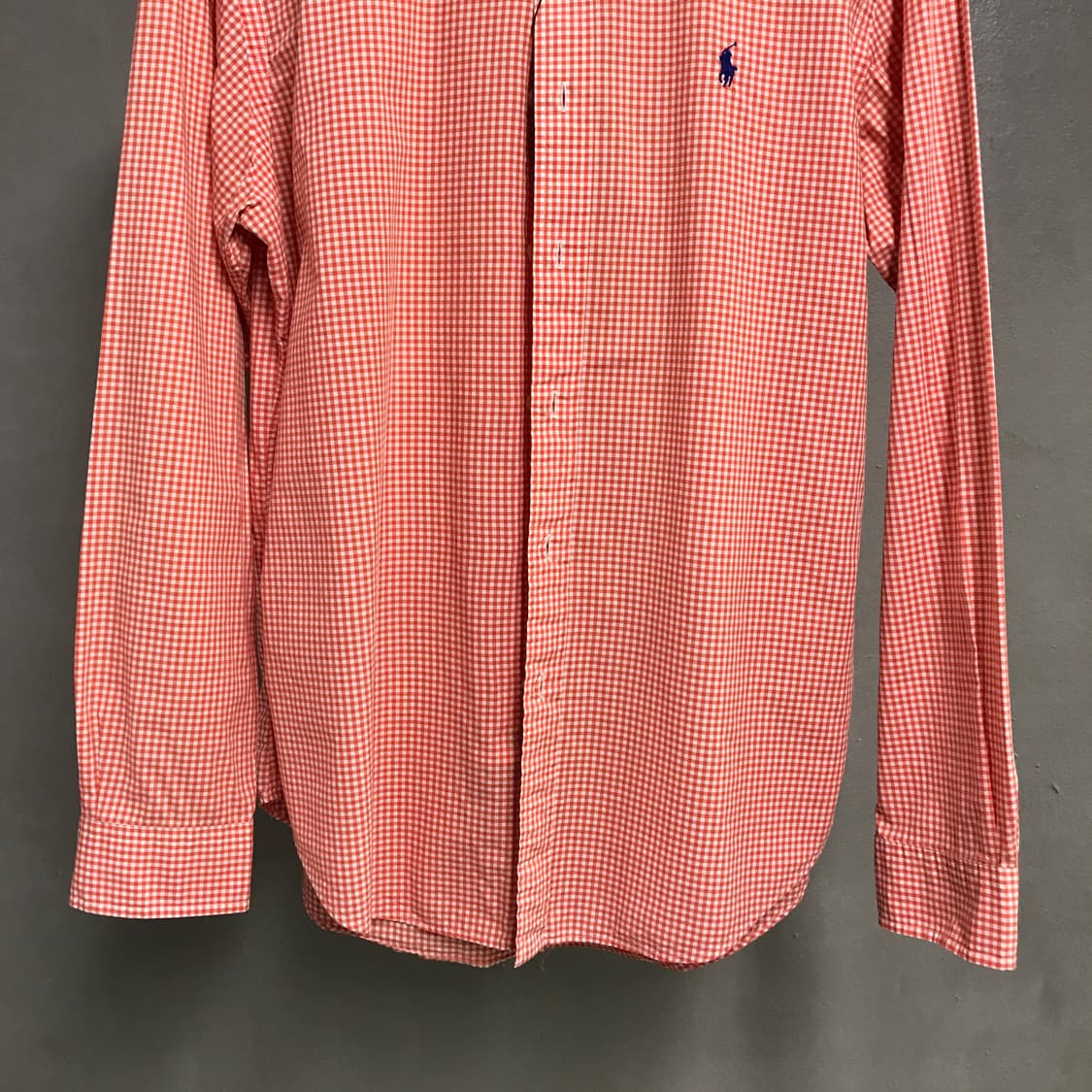 폴로 랄프로렌 깅엄 체크 셔츠 오렌지 L 상품이미지3