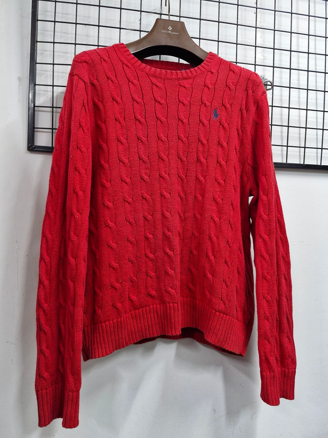 100L 폴로랄프로렌 케이블 니트 레드. 상품이미지2