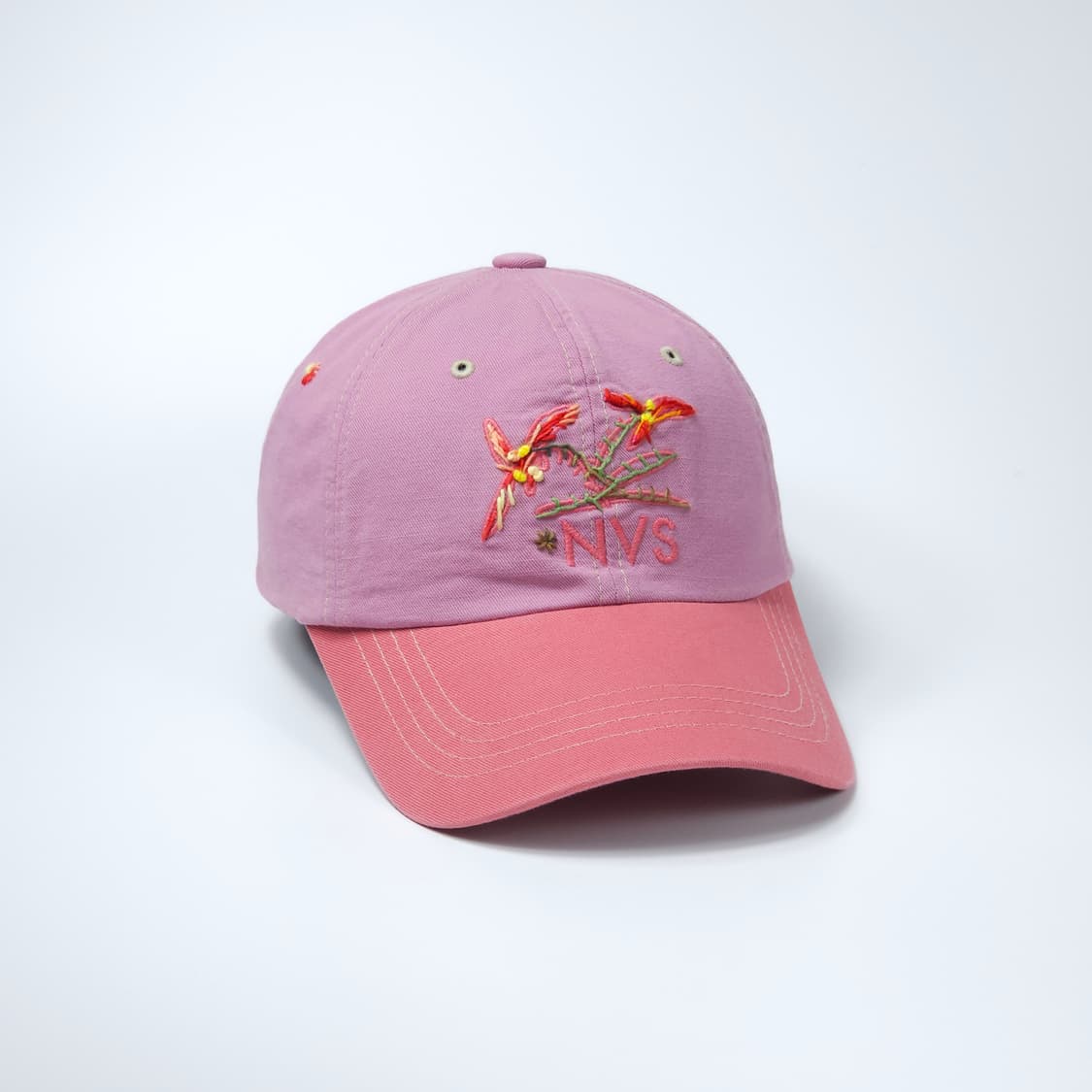 너버스 핑크 자수 빈티지 볼캡 모자 상품이미지1