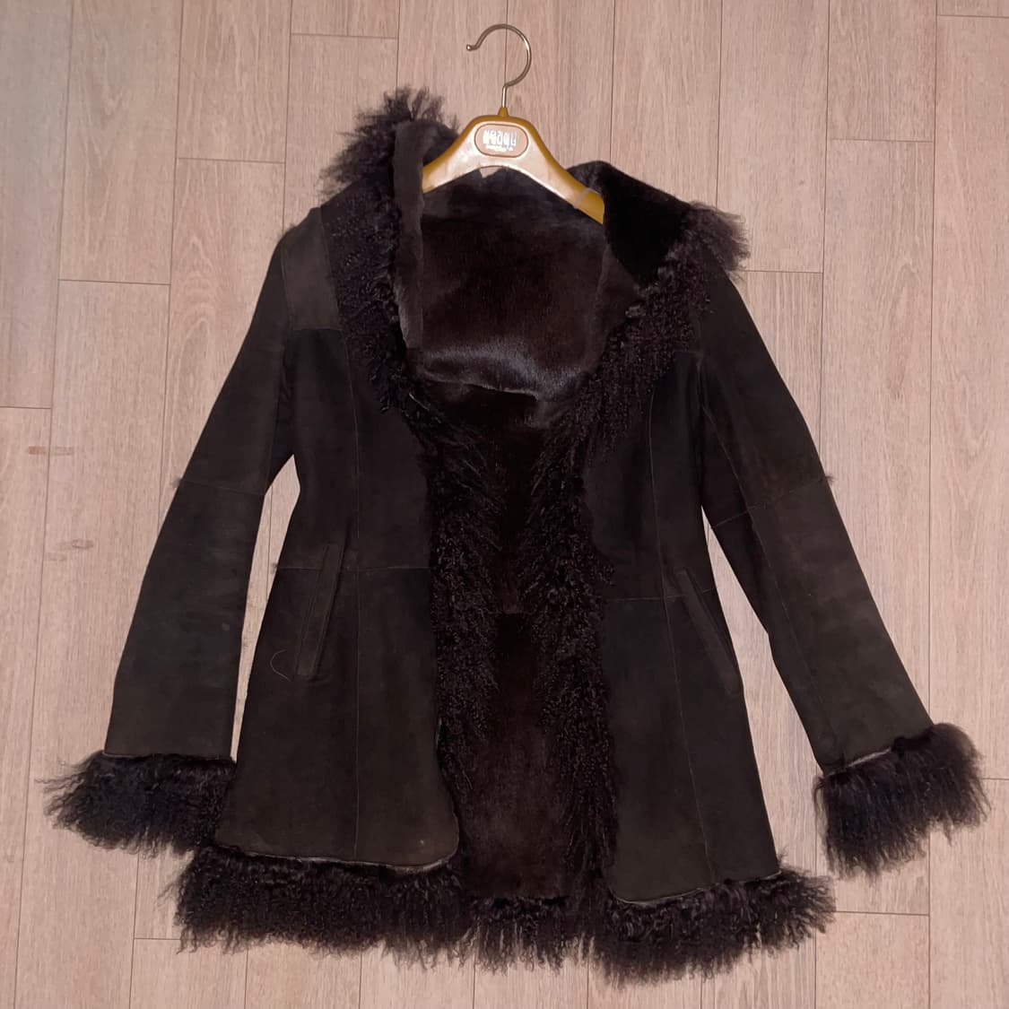 고딕 펑크 빈티지 그런지 브라운 후드 퍼 코트/자켓 상품이미지1