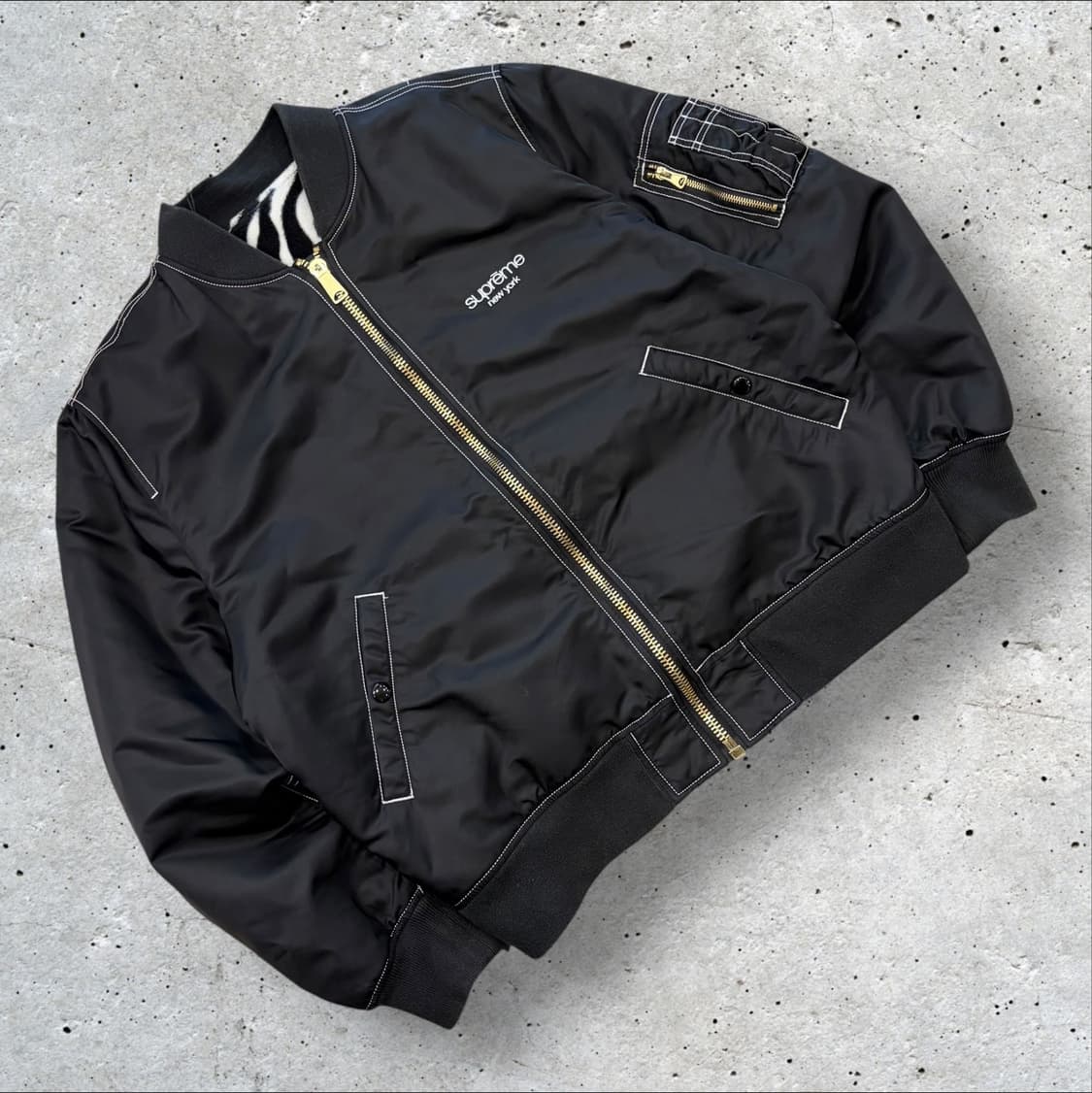 [L] 17ss 슈프림 콘트라베이스 리버시블 블랙 봄버 자켓 B528 상품이미지1