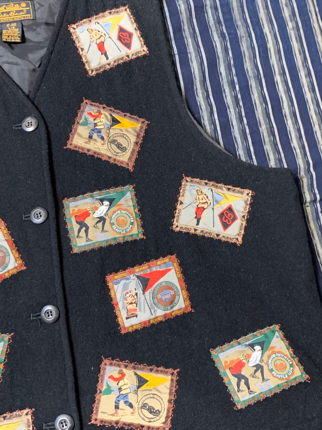 (L)80's 에디 바우어 패치 울 베스트 상품이미지4