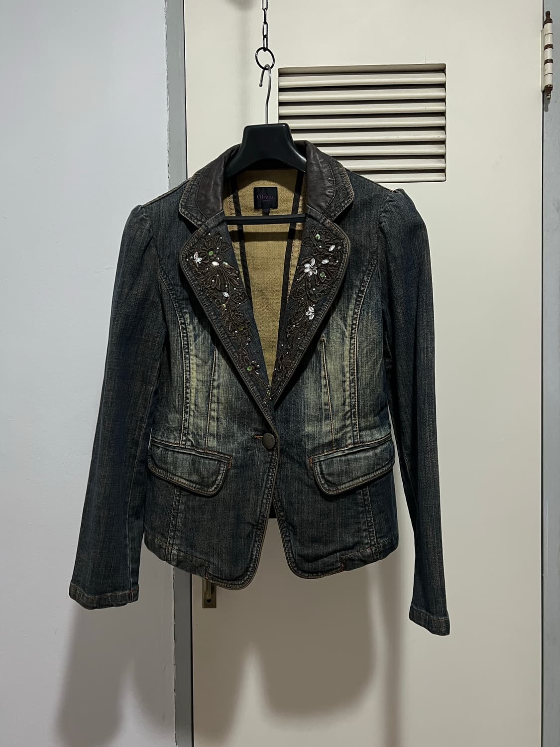 자수 디테일 청자켓 상품이미지1