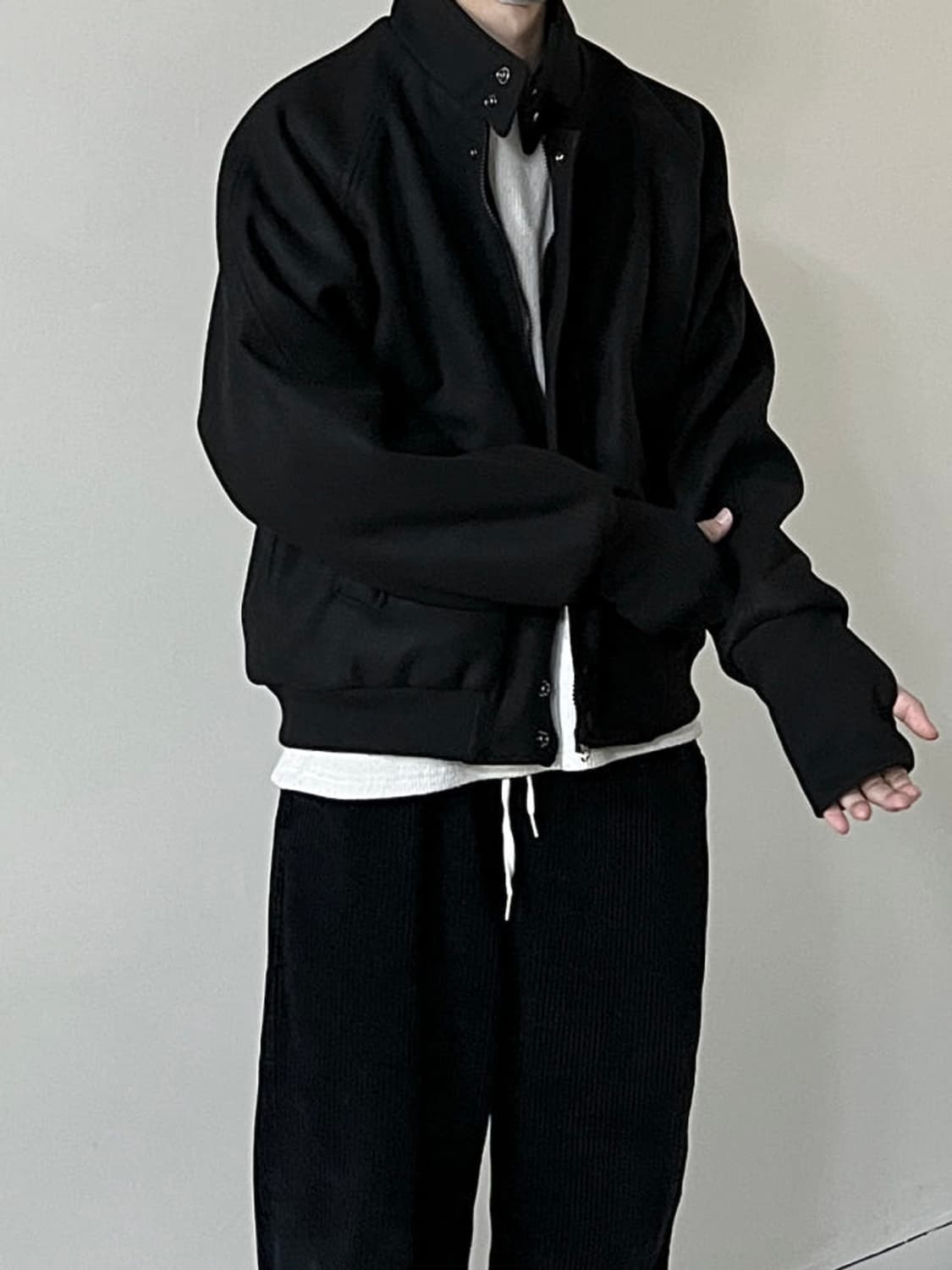 Cent warmer jacket 남자 워머 그레이 크롭 울 블루종 상품이미지1