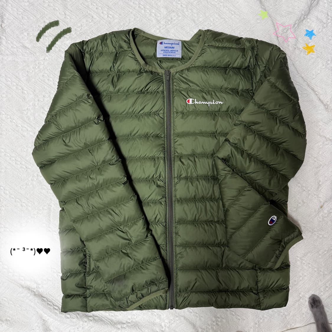 챔피온 카키 경량패딩 상품이미지1