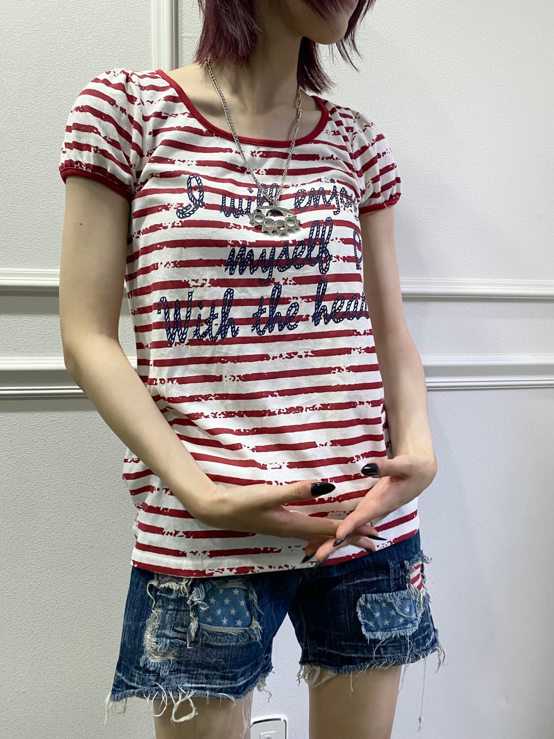 Kitsch&Y2K Red Stripe Tee 상품이미지2