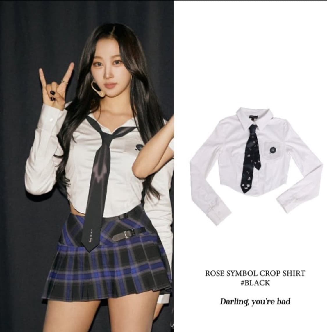 지젤 착용)) 달링유어 배드 로즈 크롭 셔츠 상품이미지1