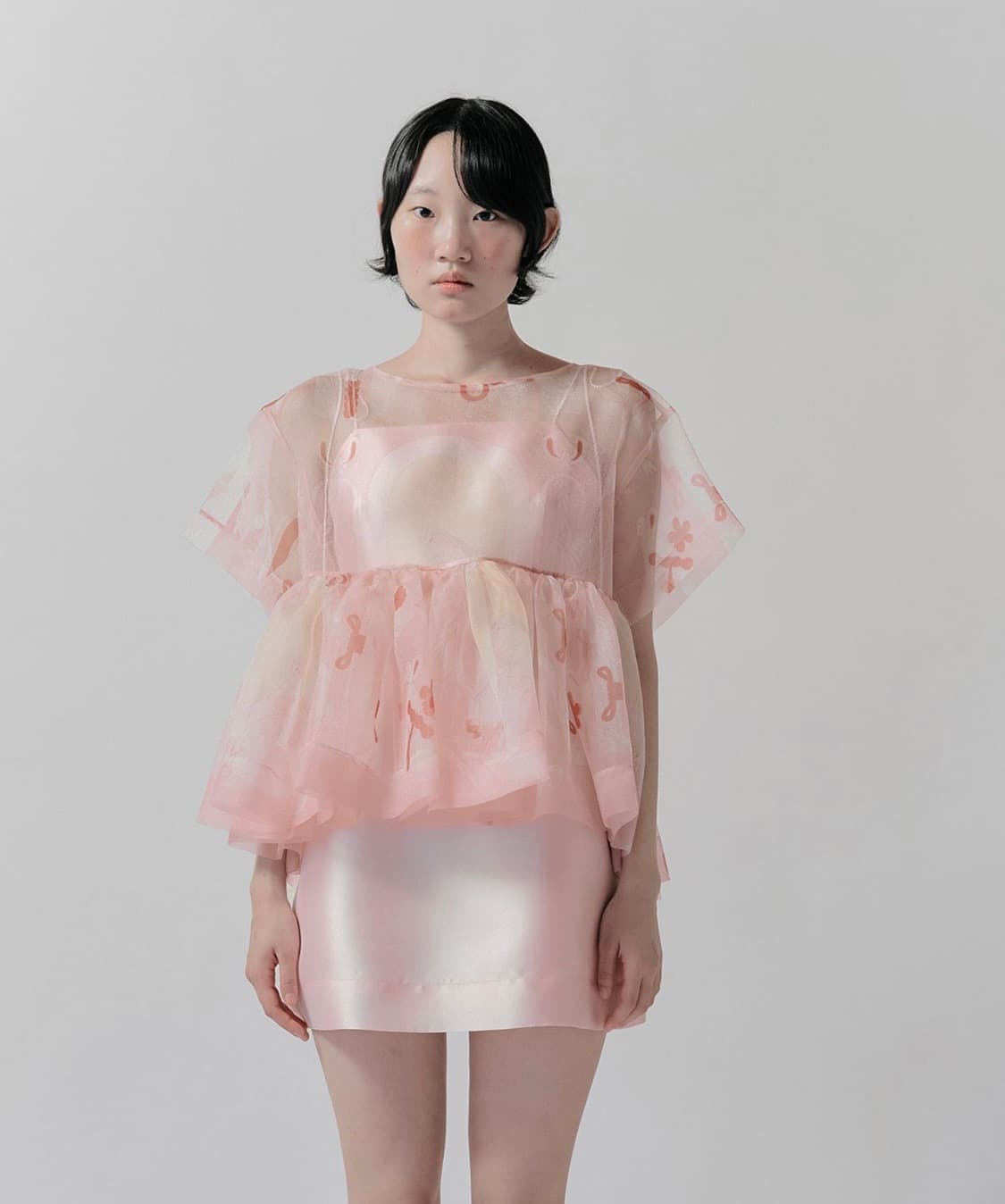 minjukim 민주킴 오간자 프린팅 탑 상품이미지1