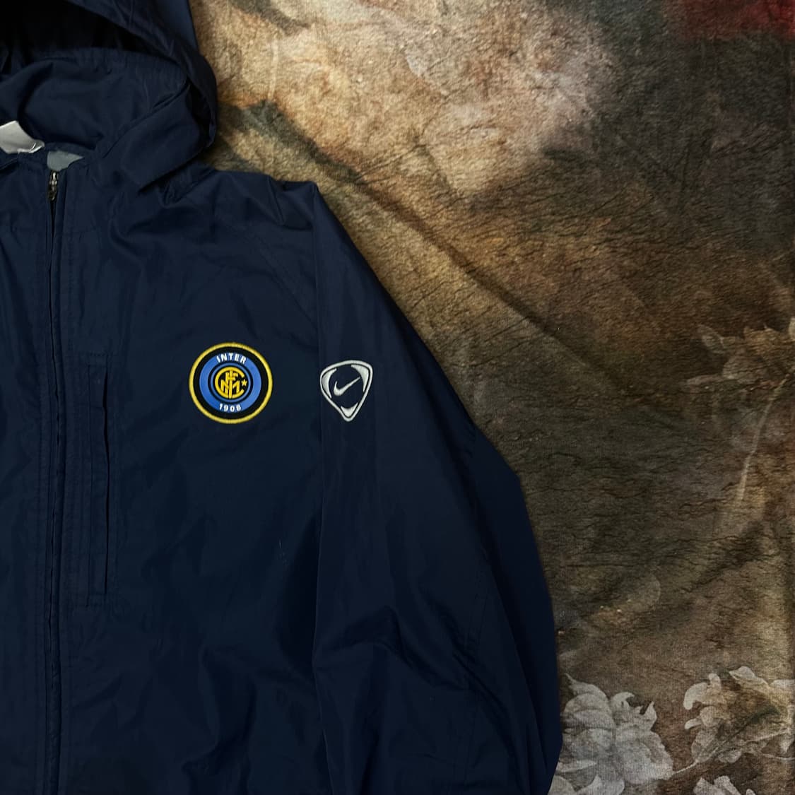 나이키 빈티지 올드스쿨 인터밀란 네이비후드바람막이 M 상품이미지2