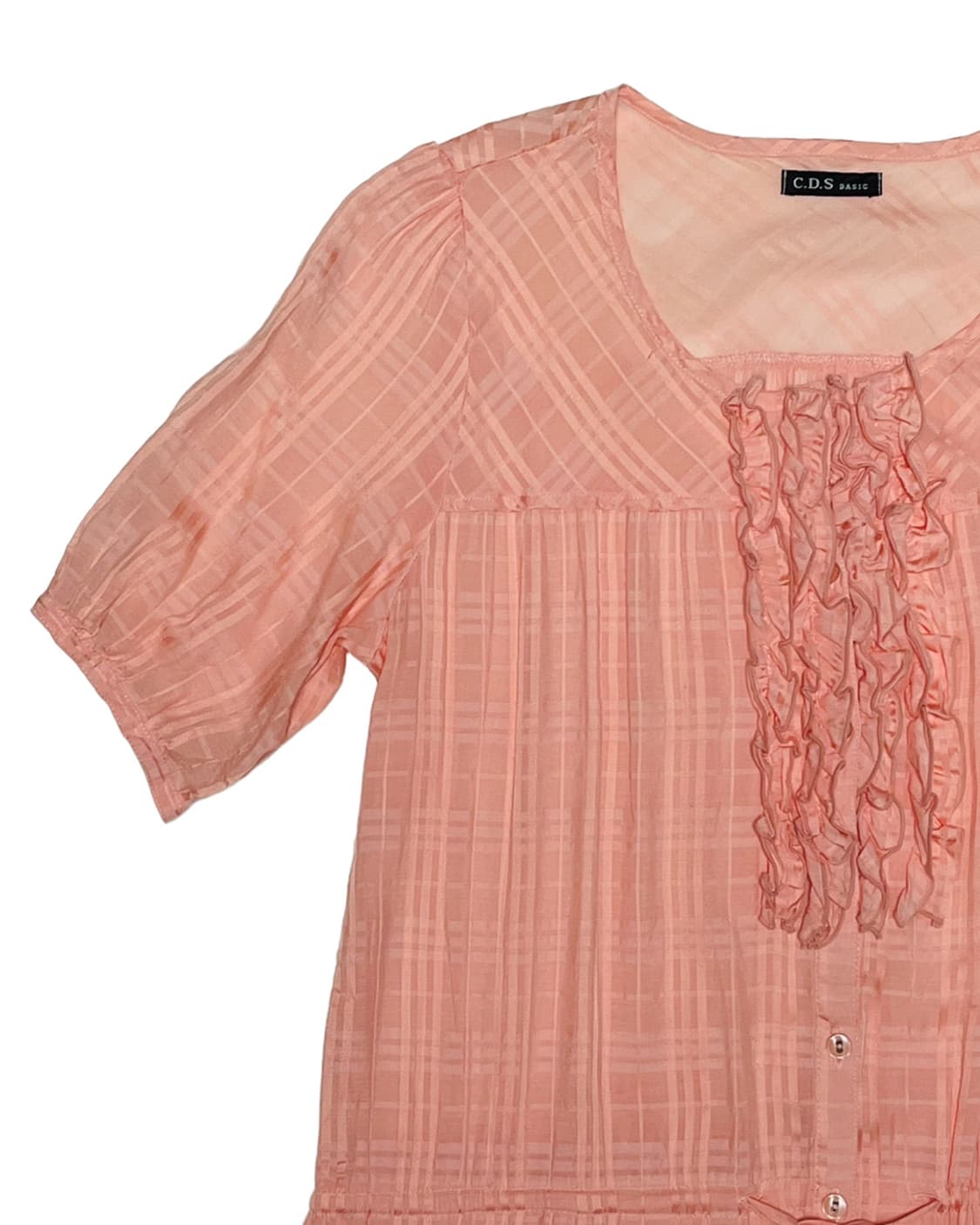 Pink check frill top 상품이미지2