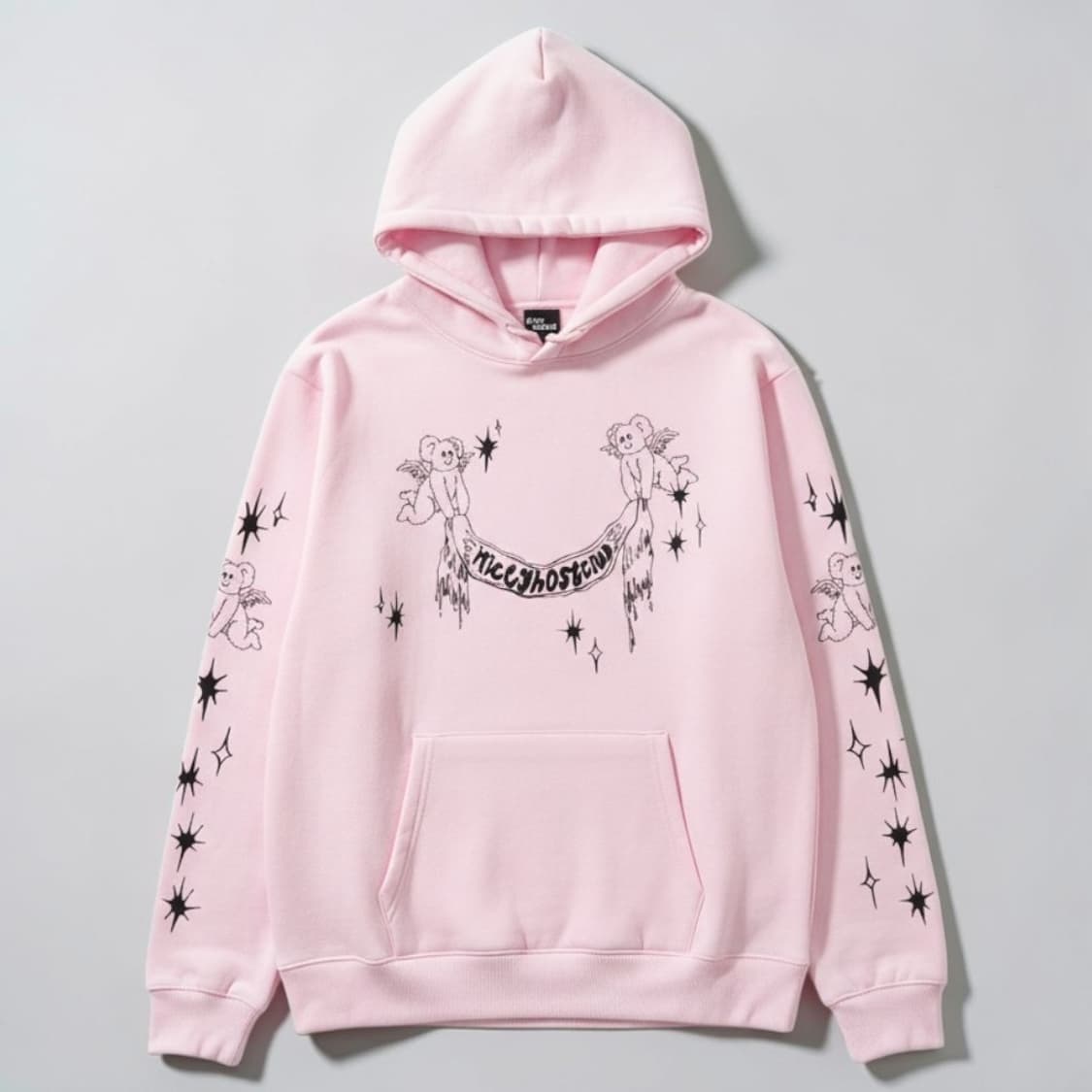 Niceghostclub 나이스고스트클럽 엔젤베어 후드티 핑크 오버핏 상품이미지1