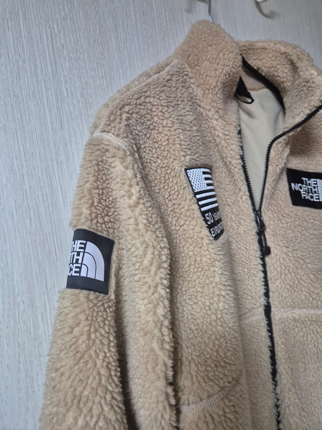 노스페이스 베이지컬러 쉐르파 플리스 집업S 여성 상품이미지4