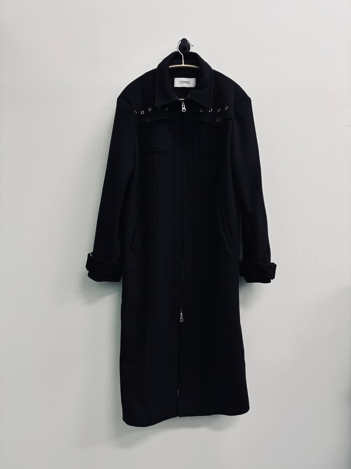 새릭 CERRIC 아일렛 디테일 울 블렌드 롱 코트 상품이미지2