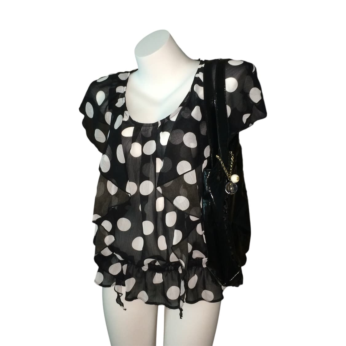 도트 프릴 러플 블라우스 상품이미지1