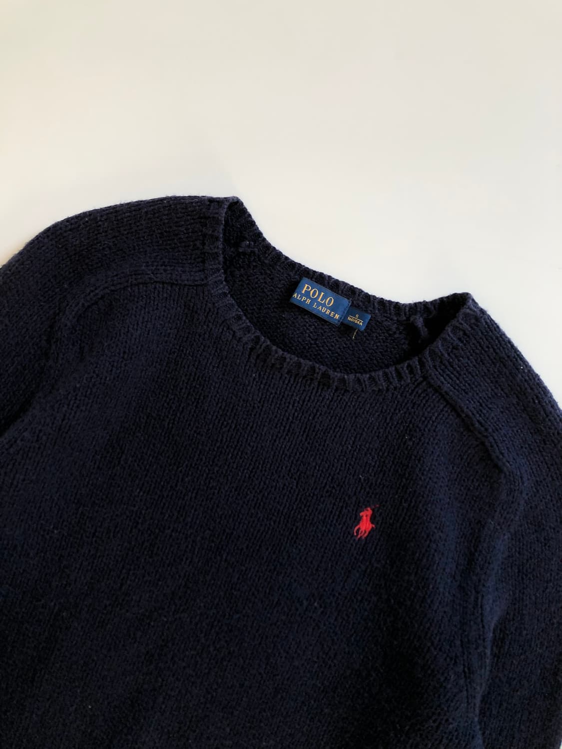 Polo 폴로 랄프로렌 신형 레드 포니 네이비 코튼 라운드넥 니트 상품이미지4