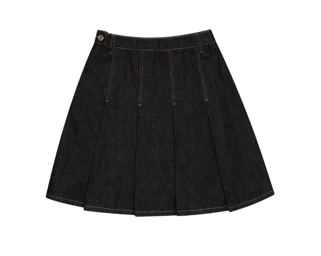 마리떼프랑소와저버 데님 플리츠 스커트 블랙 상품이미지1