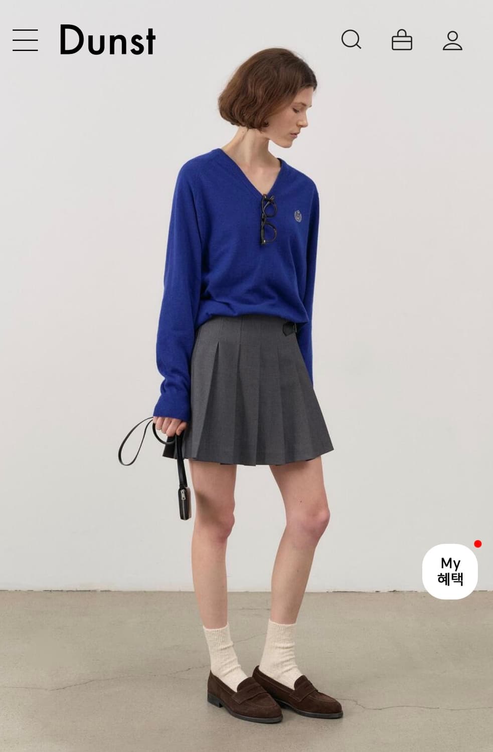 던스트 브이넥 니트 블루 00M 새상품 상품이미지1