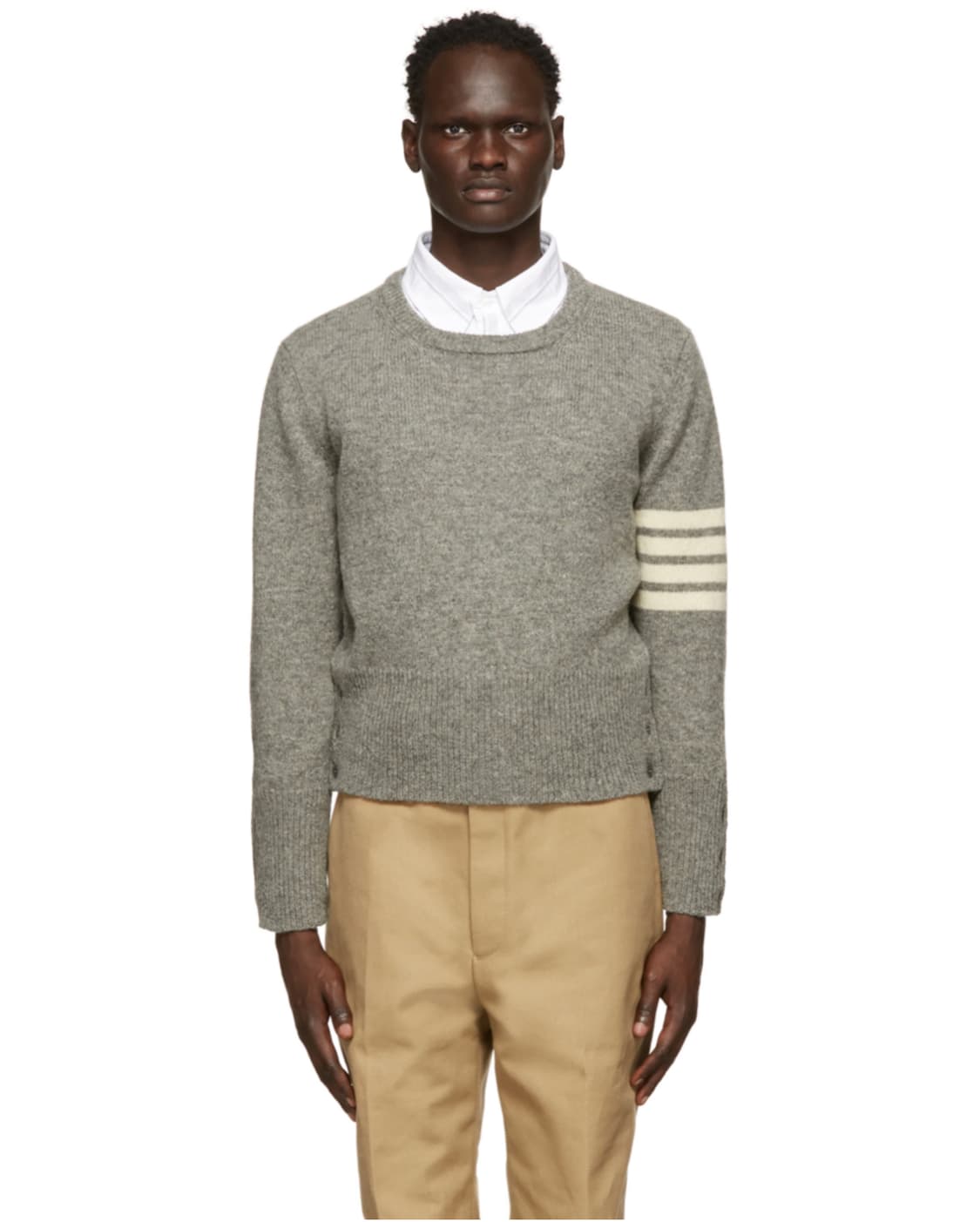 톰브라운 셰틀랜드 크루넥 울 니트 그레이 cp컴퍼니 칼하트 상품이미지1