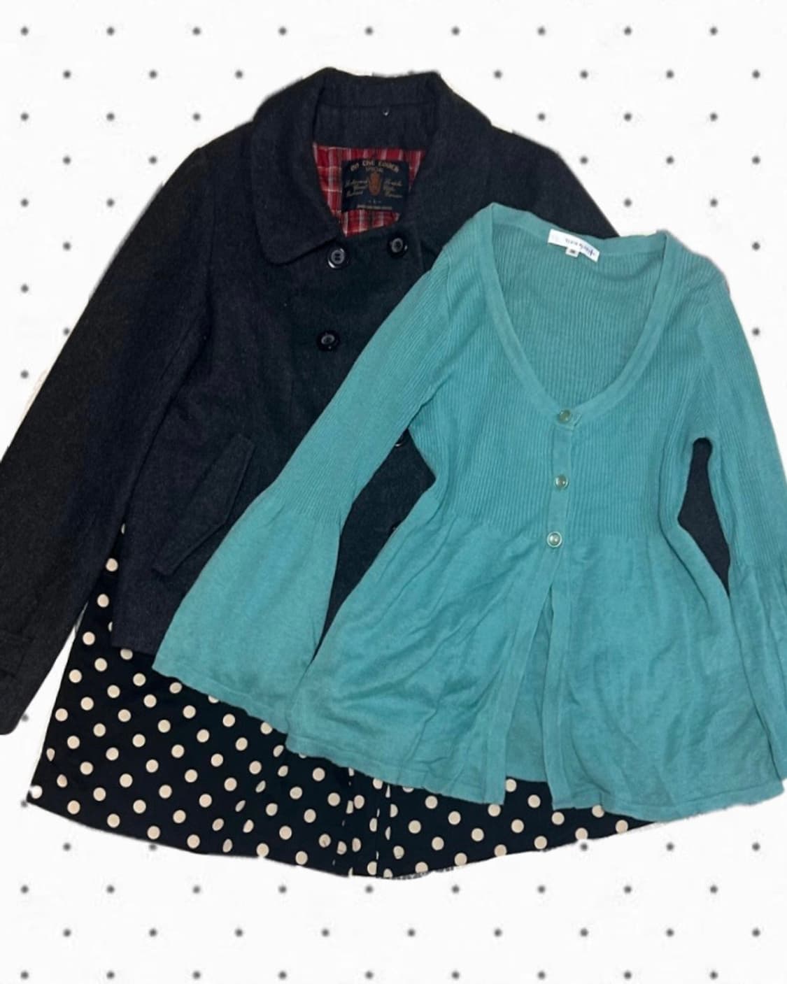 빈티지 코이세이오 더블코트 도트 코디세트 상품이미지2