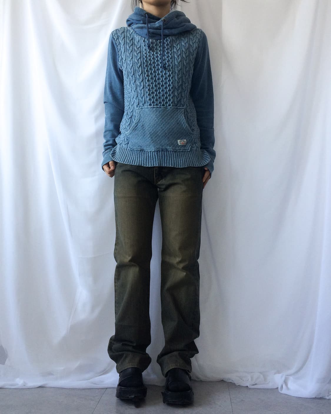 Neck line point cable knit hood 상품이미지6