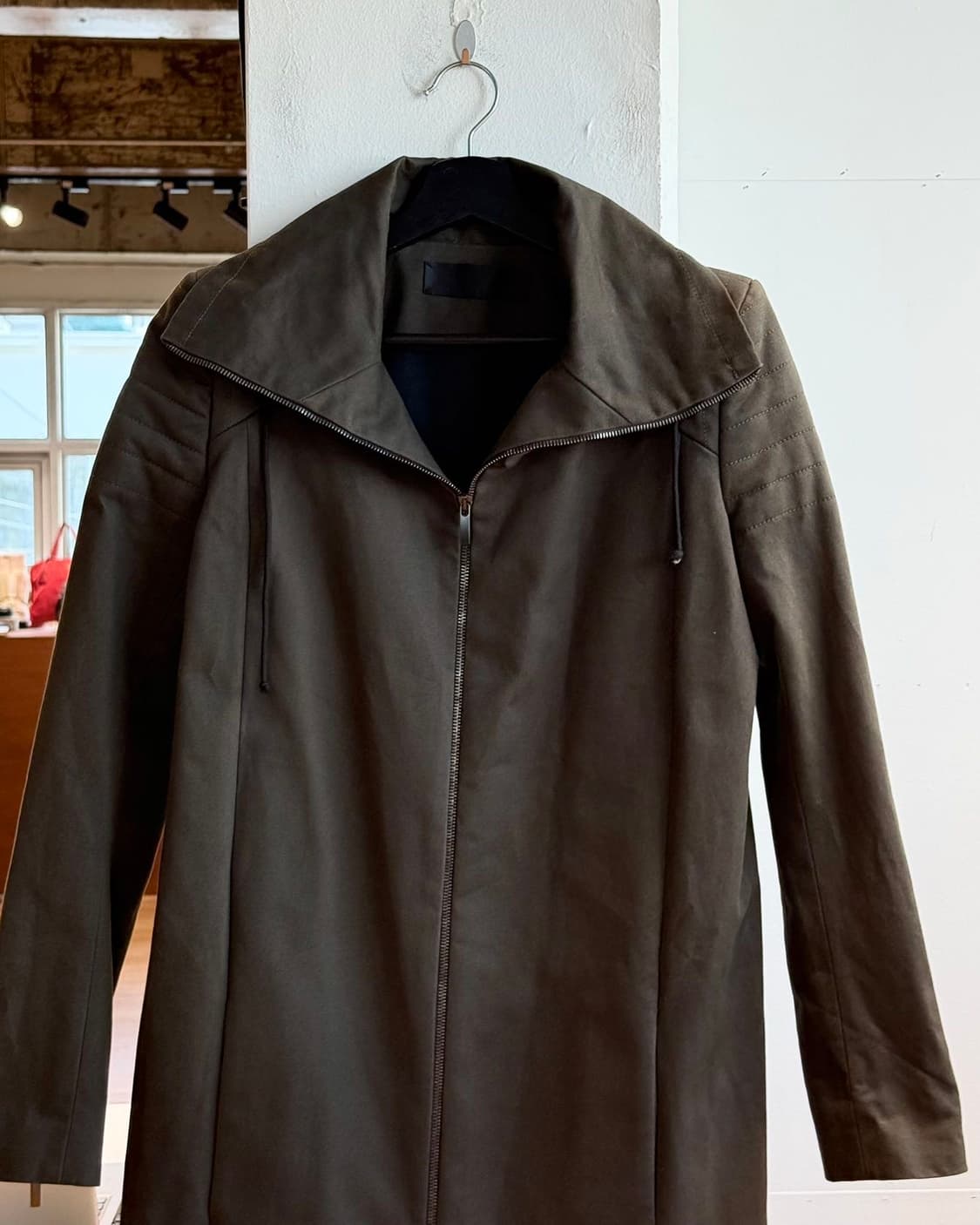 하이더 아커만 12fw 카키브라운 하이넥 집업 롱 코트 상품이미지5