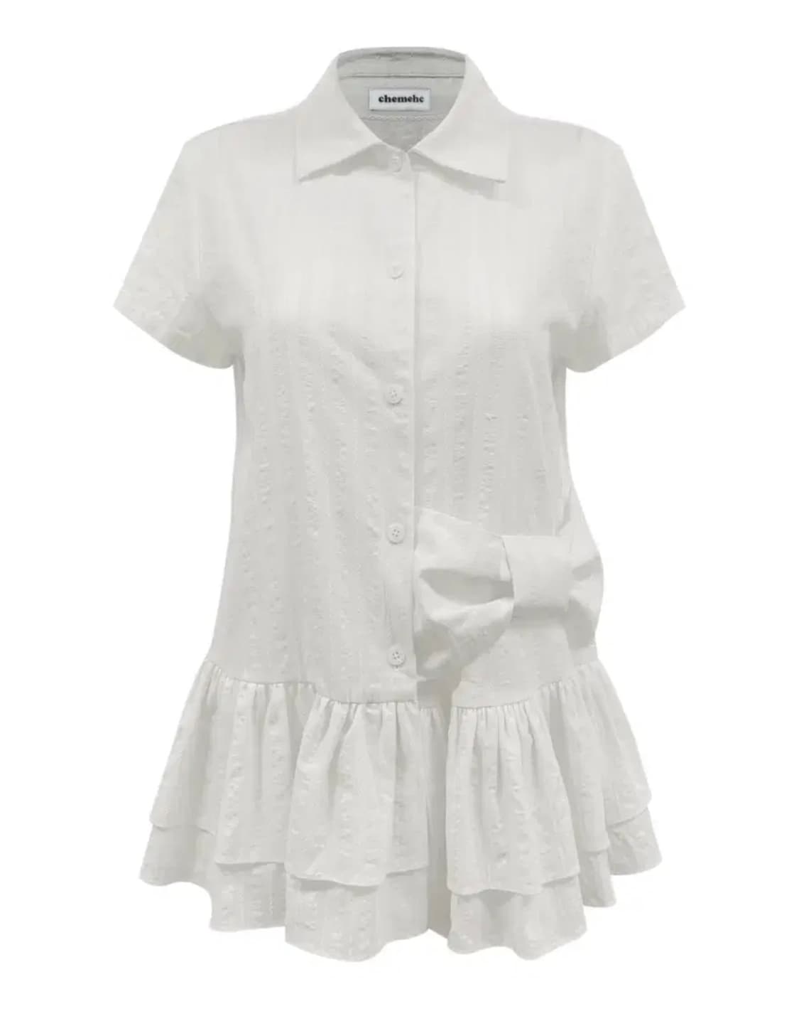 체메씨 보우 프릴 쁘띠 셔츠 bow frill petit shirt 상품이미지1