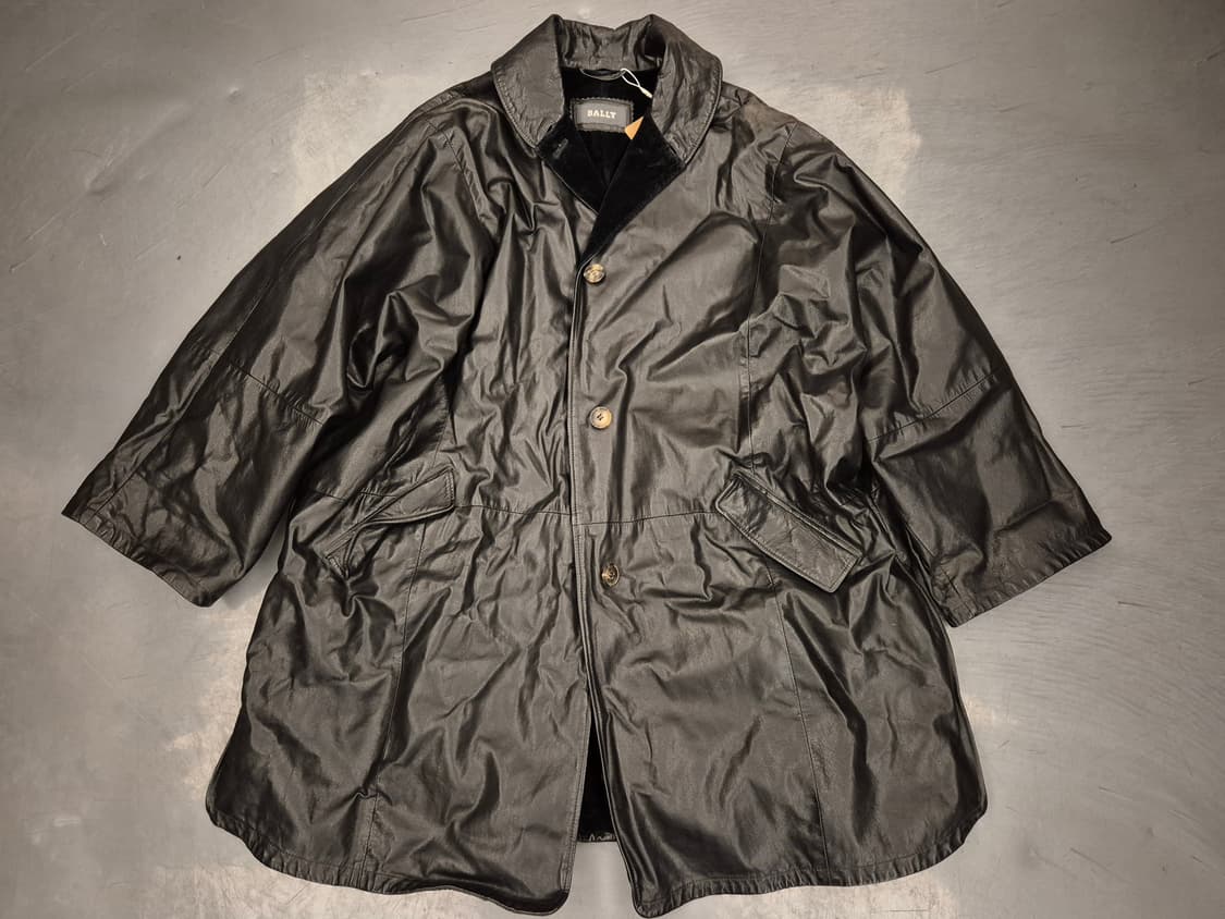 90s BALLY 숄카라 레더 코트 상품이미지1