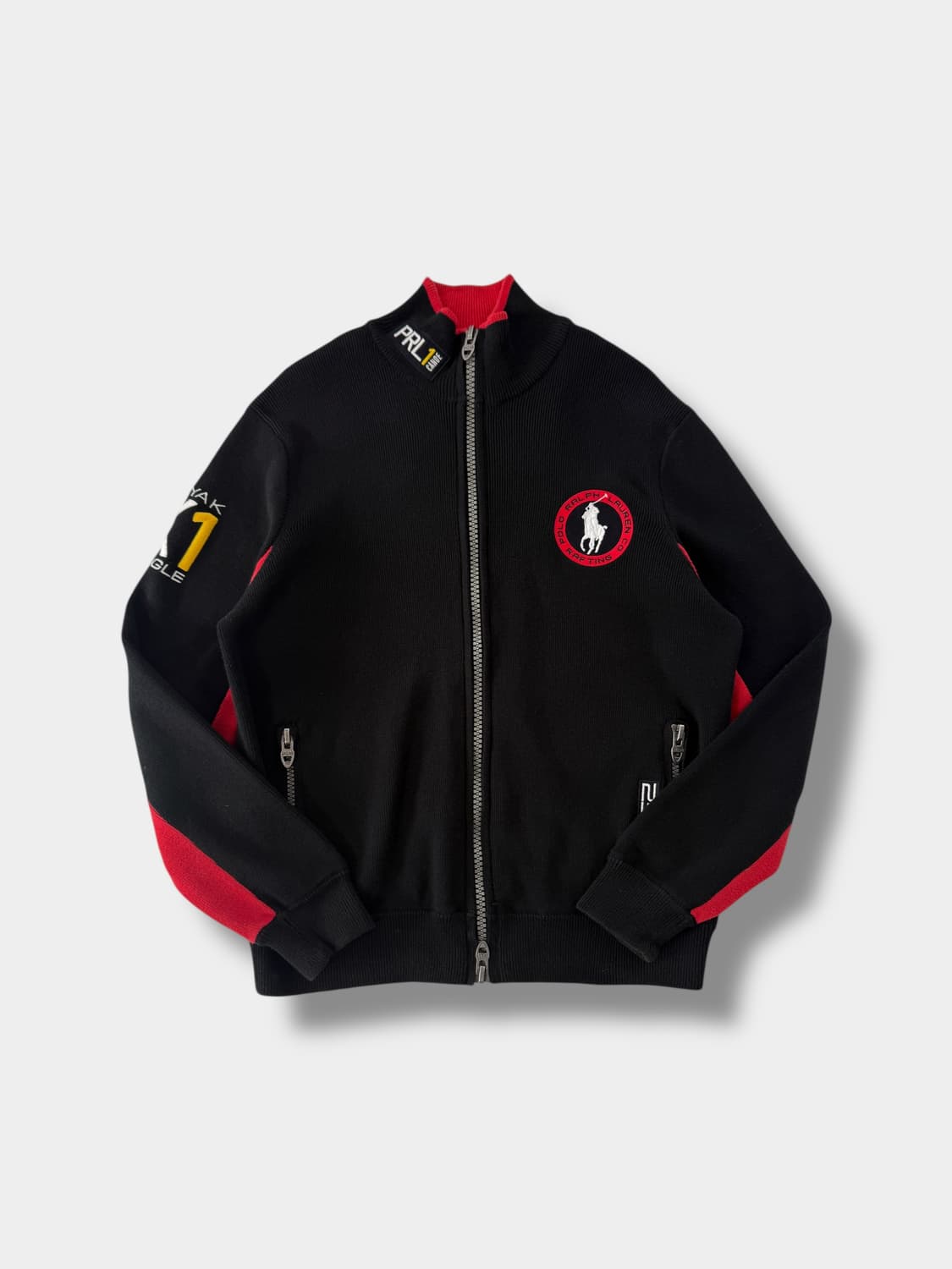 폴로 랄프로렌 루즈핏 빅포니 레이싱 투웨이 검빨 니트 집업 상품이미지2