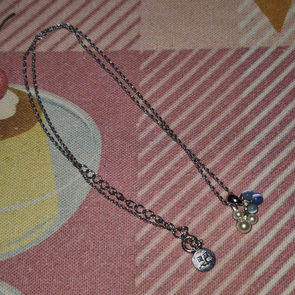 90s 꾸레쥬 캣츠아이&진주 체리 목걸이 상품이미지8