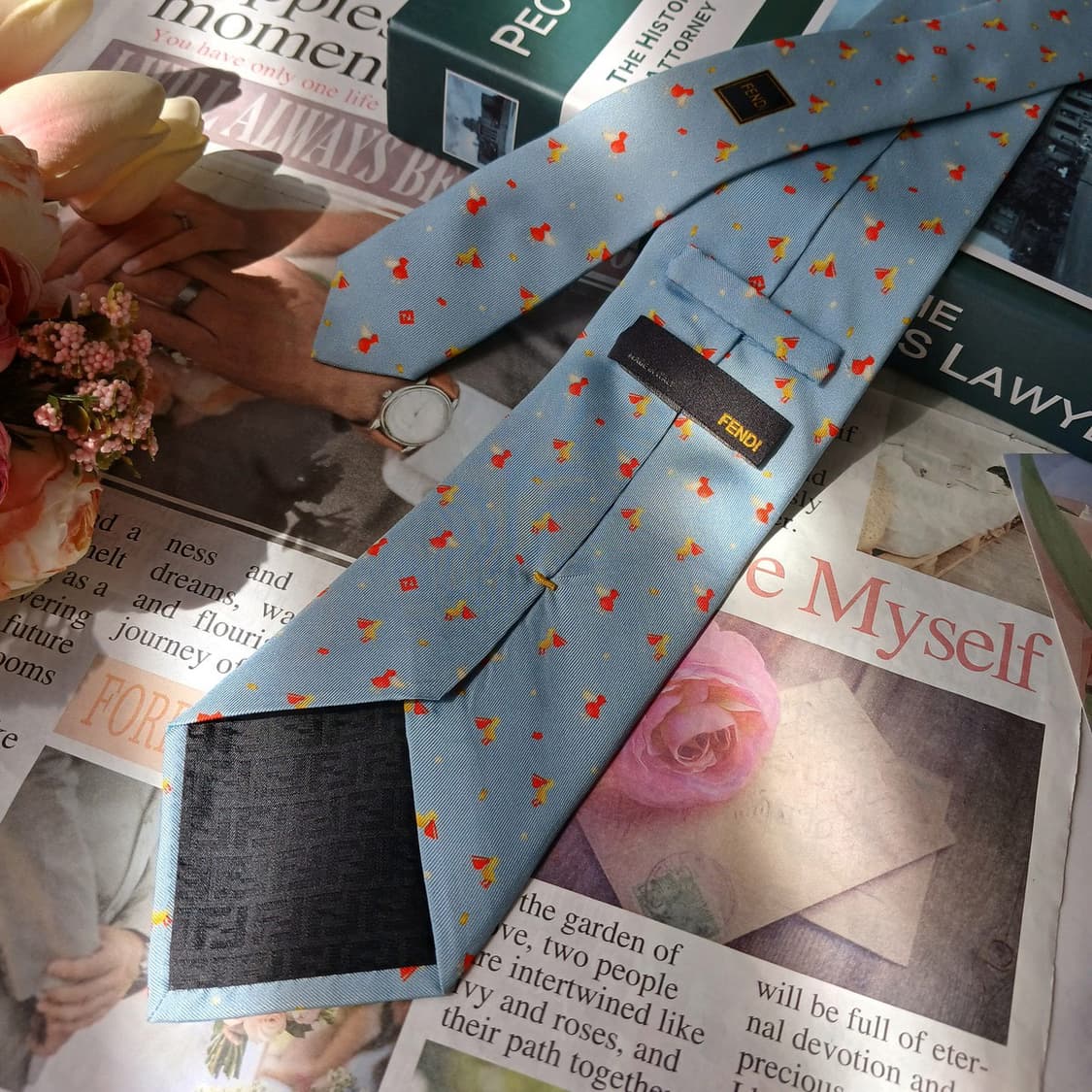 펜디 실크 스카이블루 펠리컨 패턴 넥타이 9cm A+등급 E794
 상품이미지4