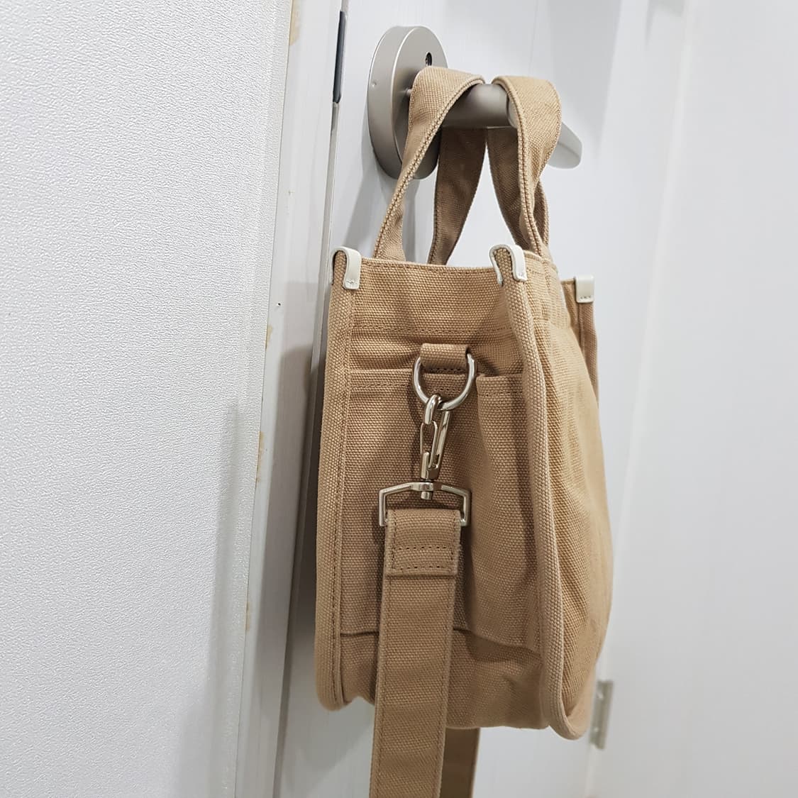 캉골 캔버스 미니 크로스 토트백 베이지 상품이미지3