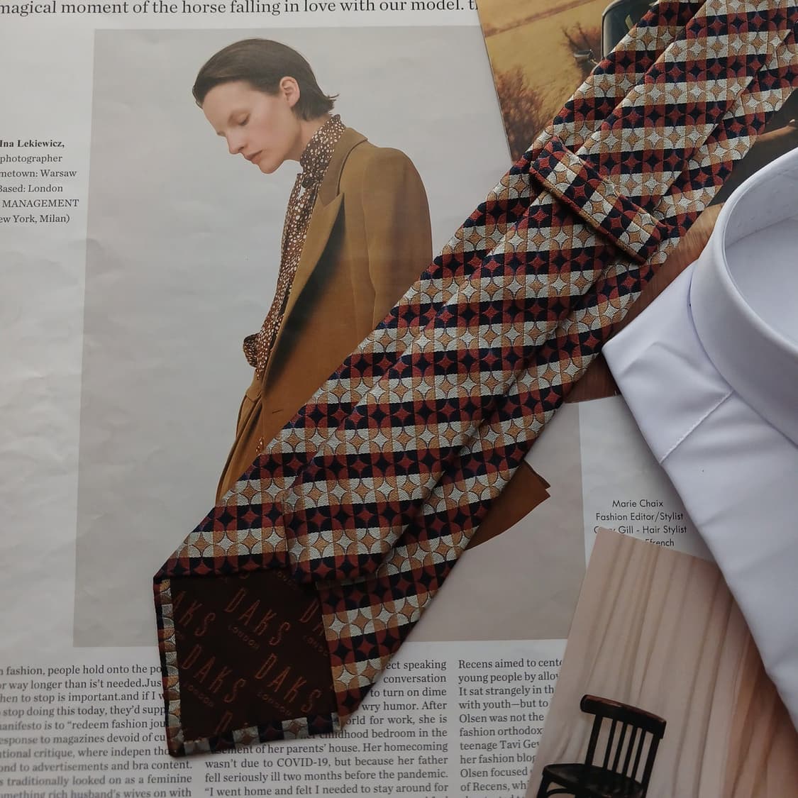 닥스 실크 브라운 기하 패턴 넥타이 9cm A+등급 A18781
 상품이미지5