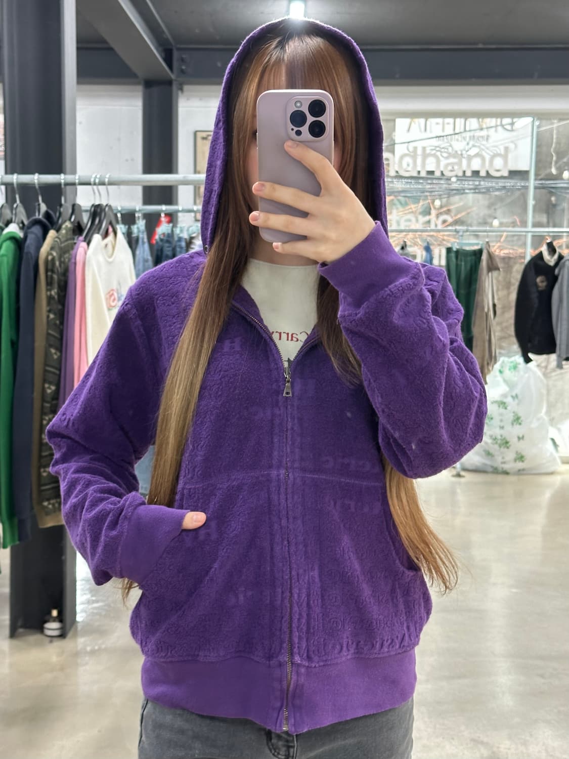 히스테릭글래머 엠보싱풀로고 태리 후드집업 상품이미지1