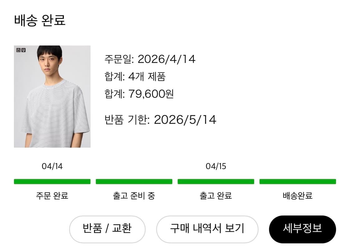 유니클로U 에어리즘코튼 스트라이프 반팔티 일괄판매 상품이미지3