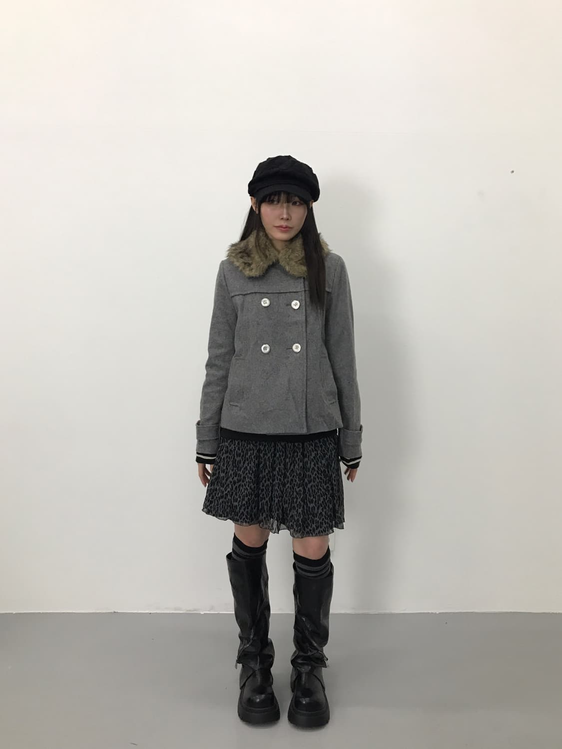 earth music Wool Blend Fur Double Coat 상품이미지1