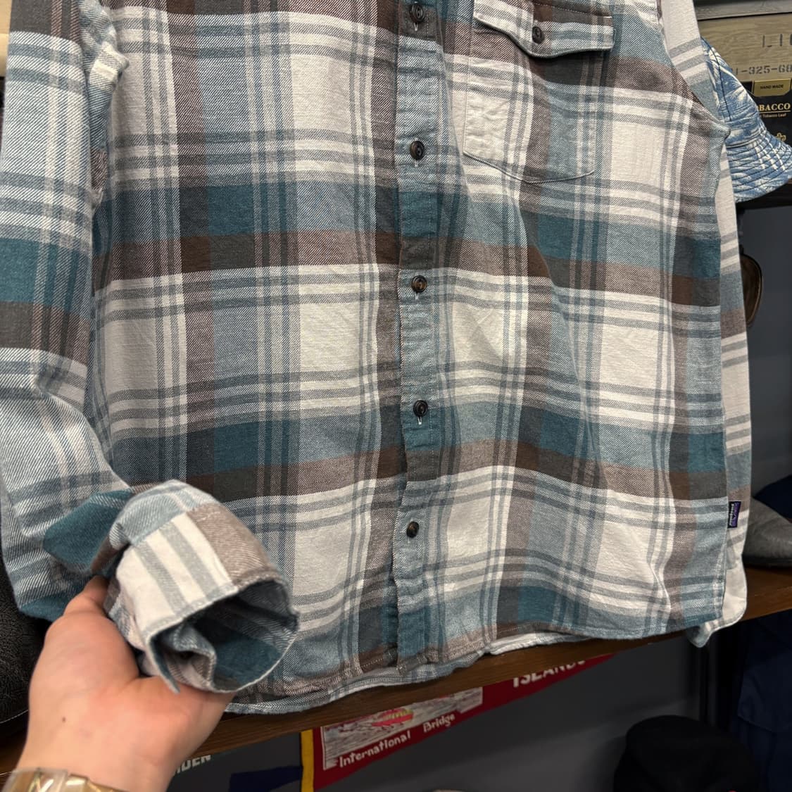 파타고니아 오가닉코튼 타탄 플래드체크 캐주얼 셔츠 캣아이버튼 N659 상품이미지4